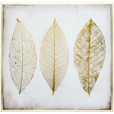 Toile encadrée Feuilles Dorées 58x58cm - Atmosphera créateur d'intérieur