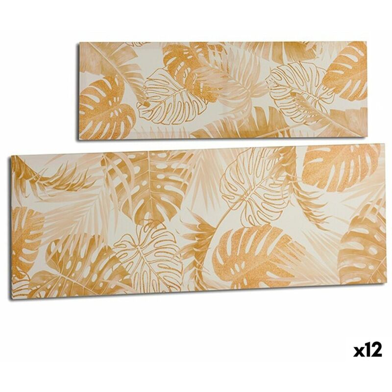 Gift Decor Canvas Leaf de plant Gold 90 x 30 x 1,5 cm (12 pièces)