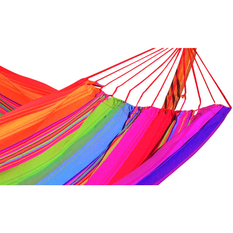 Toile Hamac Double Raye Fuchsia Bleu 100% Coton