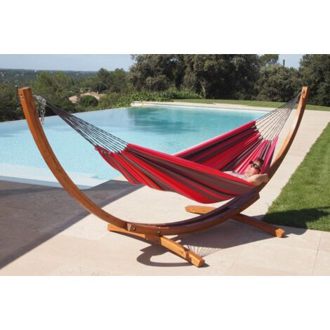 Toile Hamac Double Raye Rouge 100% Coton
