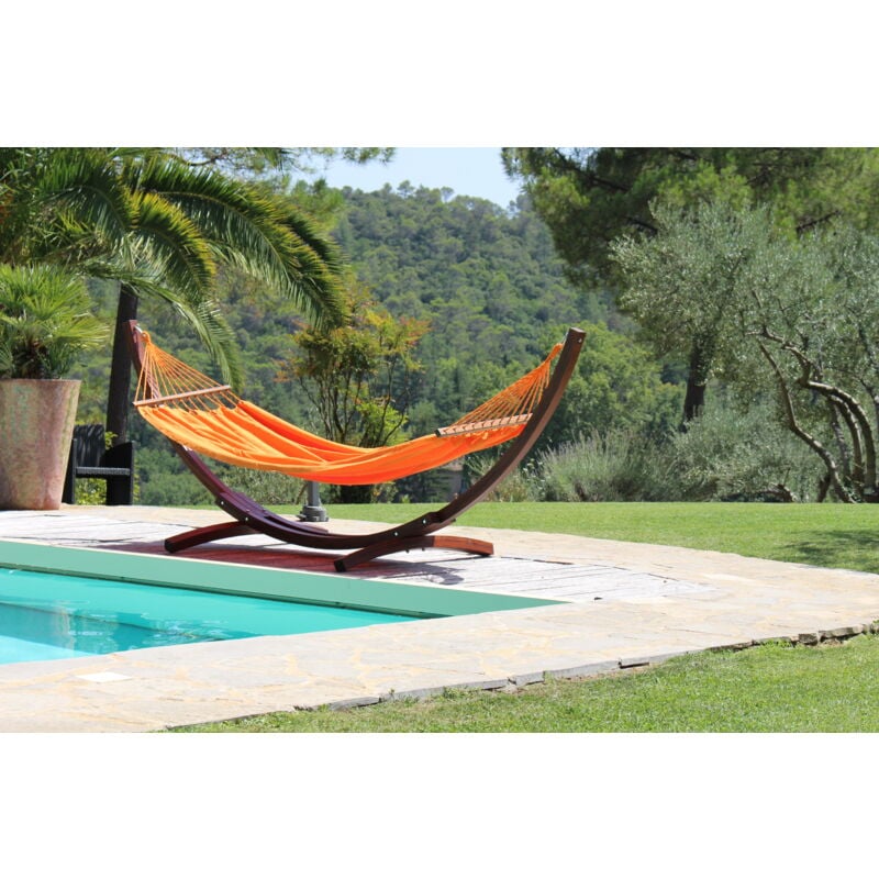 Toile Hamac Orange Mangue 100% Coton Avec Barre D'Ecartement