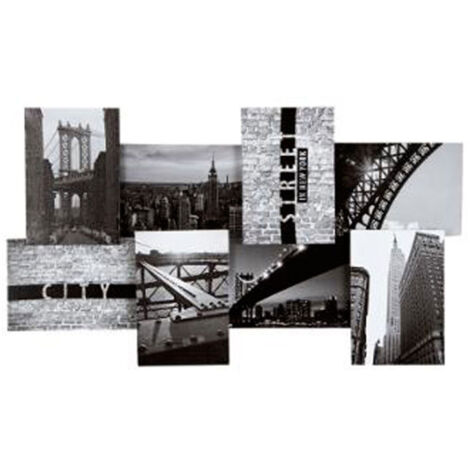 Toile Imprimé 8 Photos "City I" 74cm Noir & Blanc