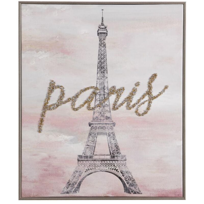 Toile imprimée Paris avec bijoux - l. 54 x h. 64 cm - Cadre en pin - lutece