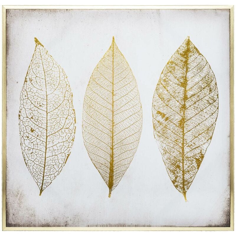 Toile encadrée Feuilles Dorées 58x58cm Atmosphera créateur d'intérieur