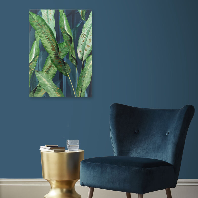 Toile imprimée Feuilles, détails peints à la main 50 x 70cm Vert