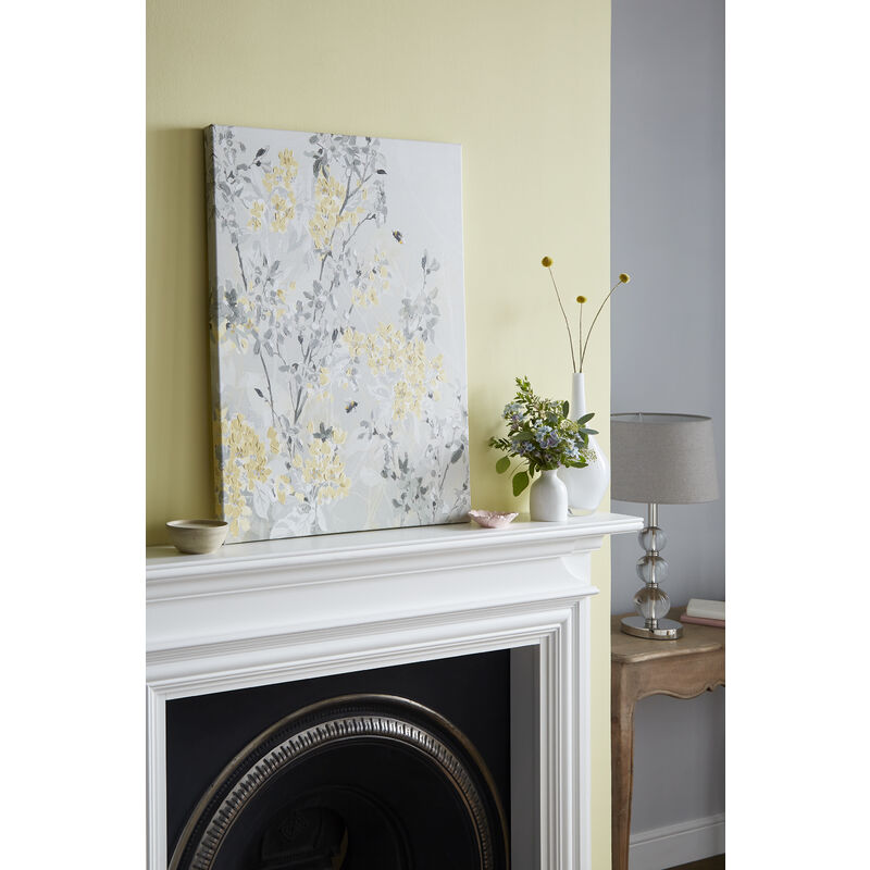 Toile Laura Ashley Spring blossoms embellie 80 x 60cm Gris, jaune