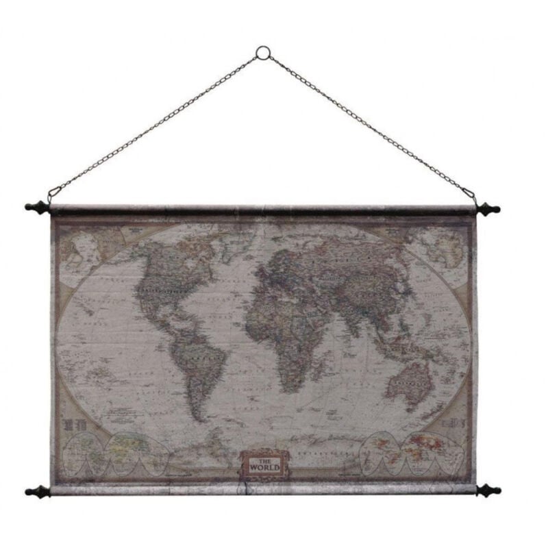 Toile mappemonde - Gris - Interior's