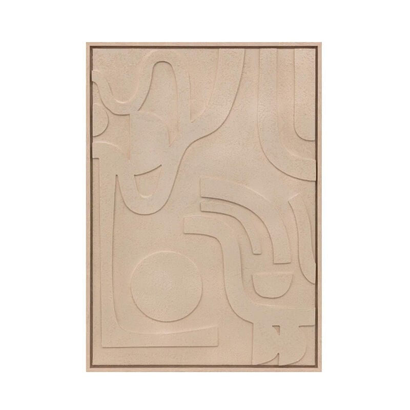 Toile Murale Encadrée Relief "Azra" 50x70cm Beige