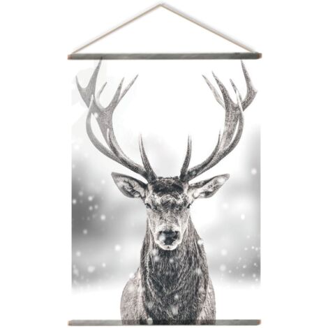 Toile murale imprimée cerf style arty Noir 90x130 cm