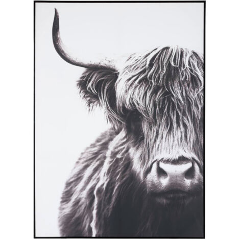 Toile murale tête de yack 103,5x142,5 cm noir et blanc