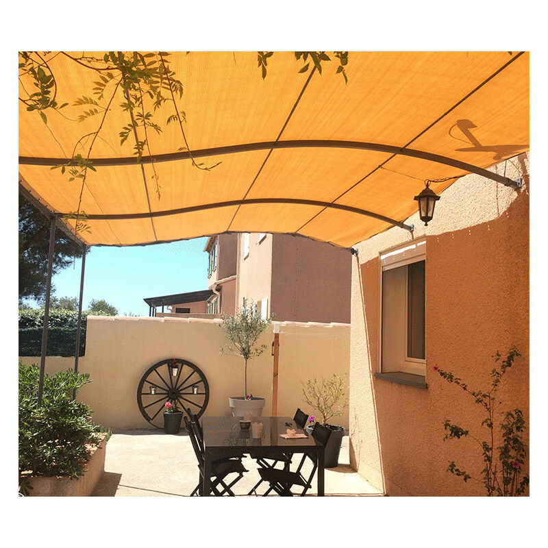 Direct Filet - Toile d'ombrage pergola 4x3 m perméable avec œillets à poser sur une structure Couleur: Beige