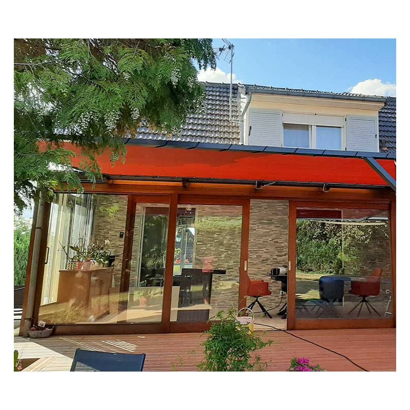 Direct Filet - Toile d'ombrage pergola 5x4 m perméable avec œillets à poser sur une structure Couleur: Terracotta
