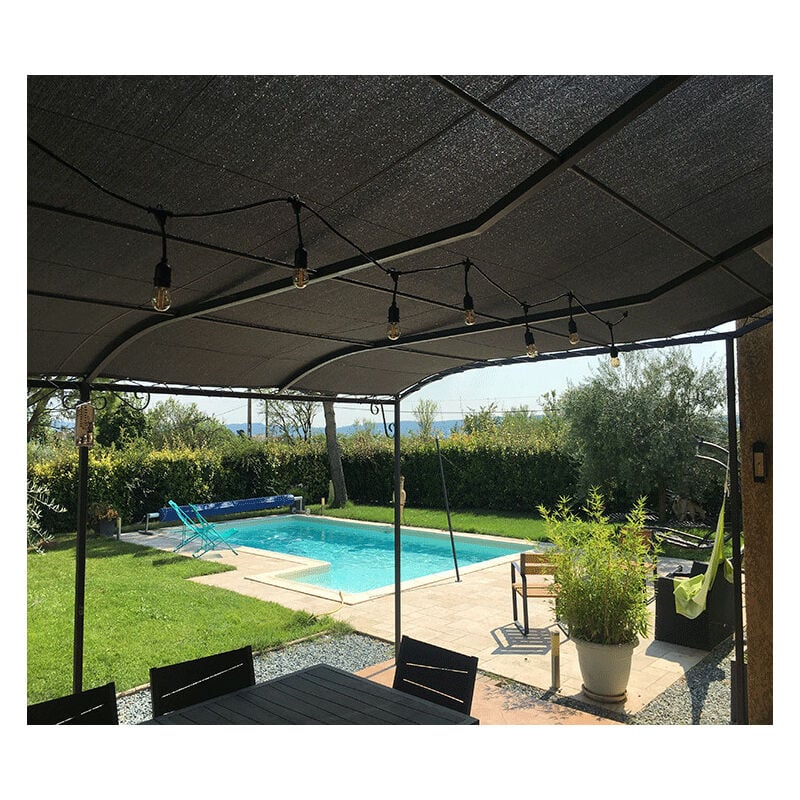 Toile d'ombrage perméable de 6x3m à tendre sur structure pergola | Anthracite