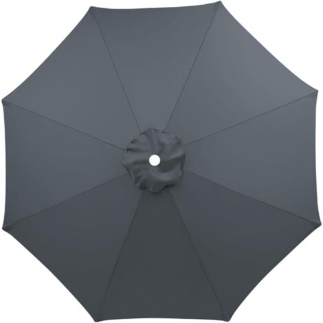 Toile parasol 3 m 8 baleines, rechange gris, protection UV terrasse