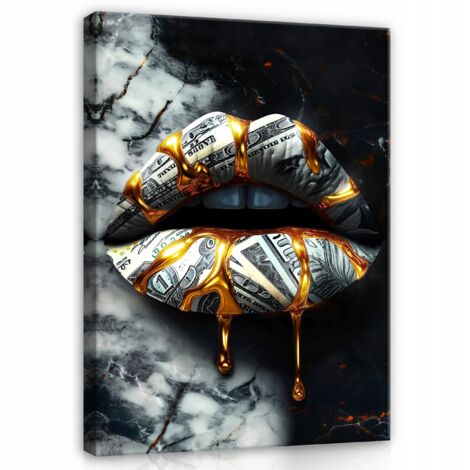 toile Peinture Murale femme bouche marbre grand pour chambre salon 60x40