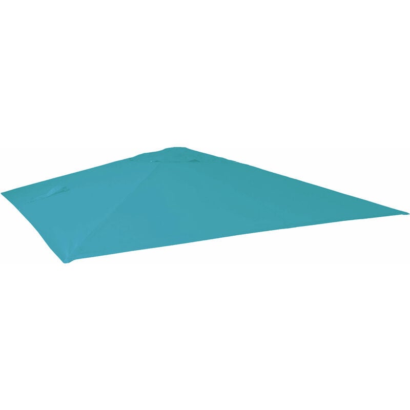 Jamais utilisé] Revêtement de rechange pour parasol de luxe HHG 436 3x3m (Ø4,24m) polyester 2,7kg turquoise - blue