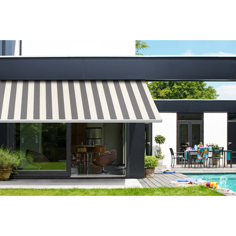 Toile pour store banne 4,8 x 3 m Toile Dickson Blanc Gris 460 x 320 cm