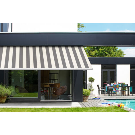 Toile pour store banne 4,8 X 3 m Toile Dickson Blanc Gris 460 x 320 cm