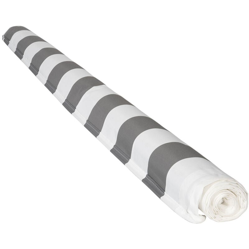 Happy Garden - Toile pour store banne saule 2,5 × 2m - Toile rayée blanche/grise