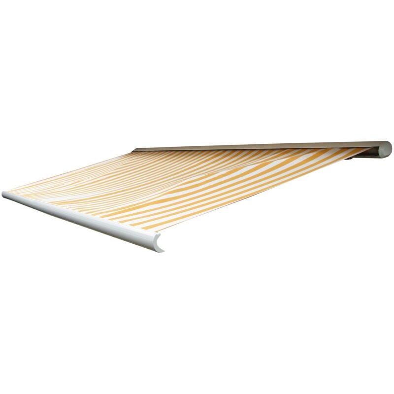 Toile de rechange pour store T122, cassette complète Toile de rechange protection solaire 4x3m, Polyester jaune-blanc