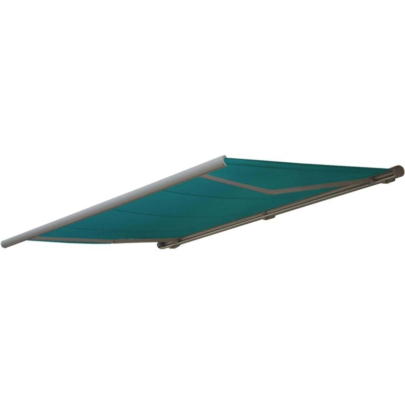 Toile de rechange pour store T122, cassette complète Toile de rechange protection solaire 4x3m, Polyester bleu-vert