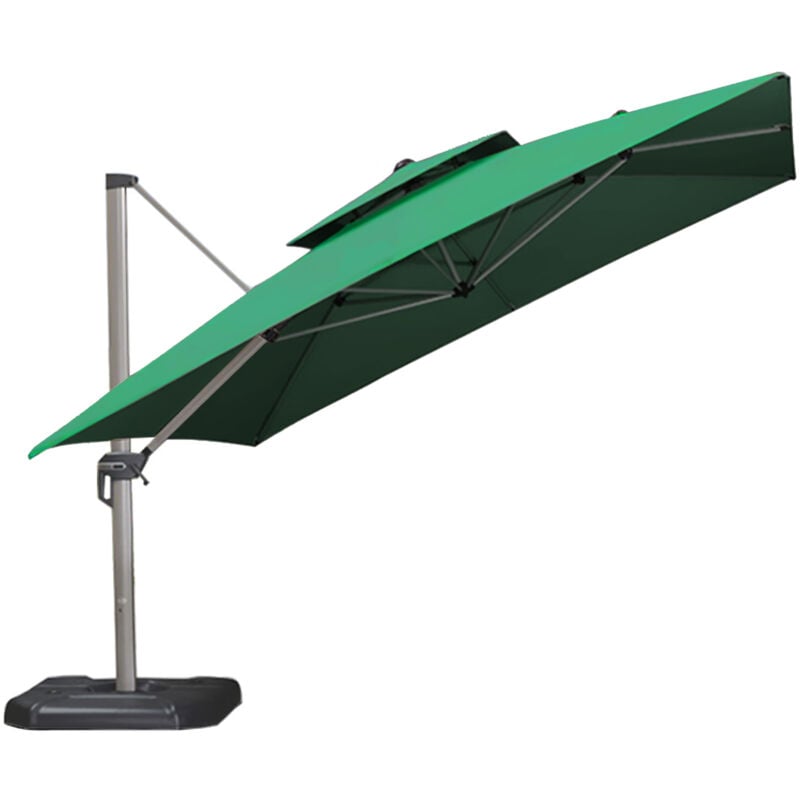Toile remplacement parasol romain 3x3m vert foncé polyester anti-UV jardin