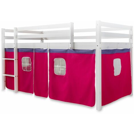 Toile rideau pour lit mezzanine ou surélevé en coton rose foncé APE06053