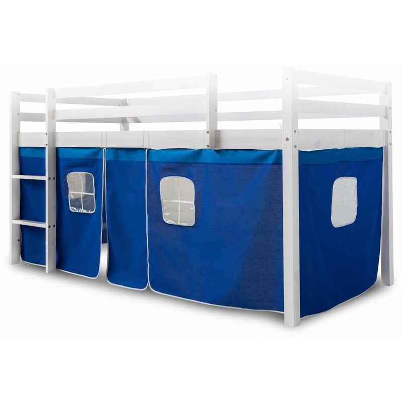 Toile rideau pour lit mezzanine ou surélevé en coton bleu APE06054