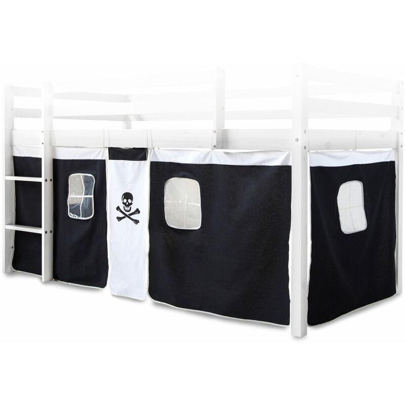 Toile rideau pour lit mezzanine ou surélevé en coton motif pirate APE06052