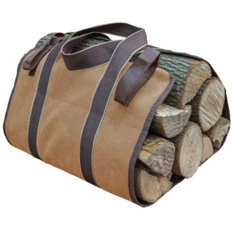 Toile Sac à Bûche Cheminée Sac de Rangement pour le Bois de Chauffage Grande Capacité Porte-bûches De Plein Air Porte-bûches en Bois Ciré