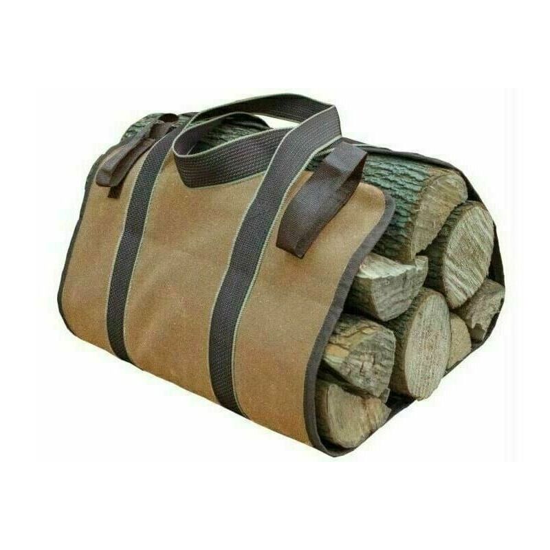 Toile Sac à Bûche Cheminée Sac de Rangement pour le Bois de Chauffage Grande Capacité Porte-bûches De Plein Air Porte-bûches en Bois Ciré (36x16CM)