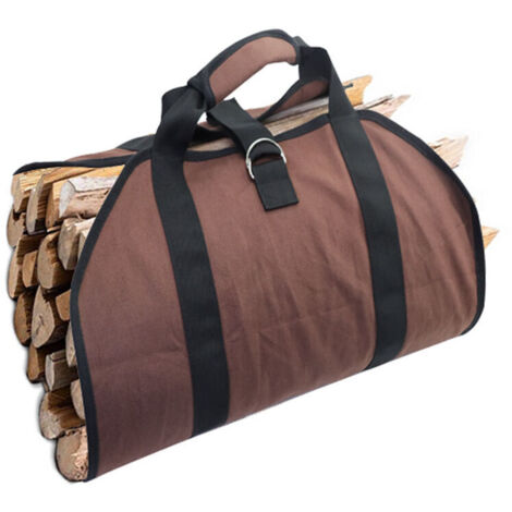 Toile sac à bûche cheminée, Sac rangement transport bois, Paniers à bûches paniers bois chauffage toile imperméable solide, Porte-bûches avec poignées pour poêle à bois