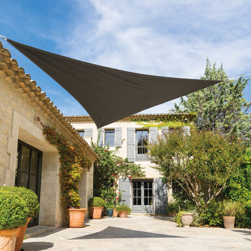 Hesperide - Voile d ombrage triangulaire Shae ardoise 4x4x4m en polyester - Hespéride