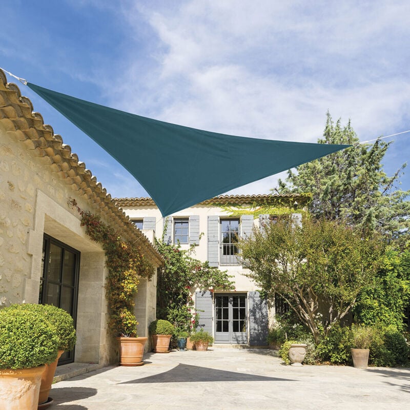 Hesperide - Voile d ombrage triangulaire Shae bleu canard 3x3x3m en polyester - Hespéride