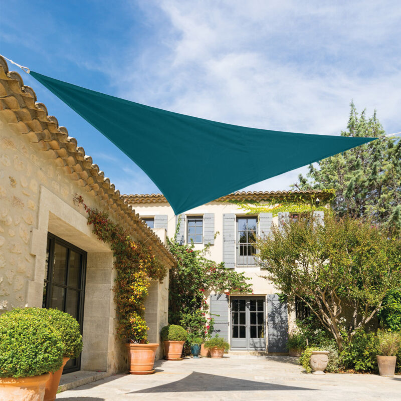 Hesperide - Voile d ombrage triangulaire Shae bleu canard 4x4x4m en polyester - Hespéride