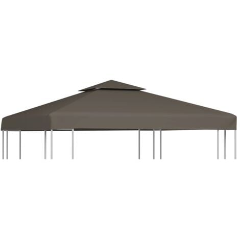 Toile supérieure de belvédère  Toile de rechange pour tonnelle tente pavillon 2 niveaux 310 g/m² 3x3 m Taupe 25900