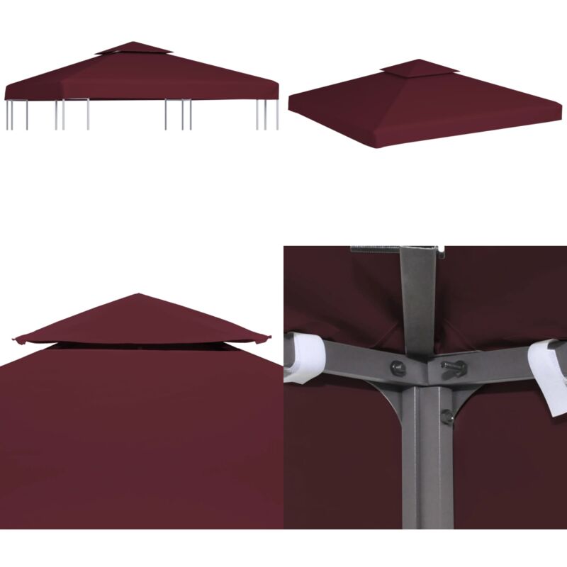 Toile supérieure double de belvédère 310 g/m² 3x3 m Bordeaux - toile de belvédère - toiles de belvédère - Home & Living - Rouge
