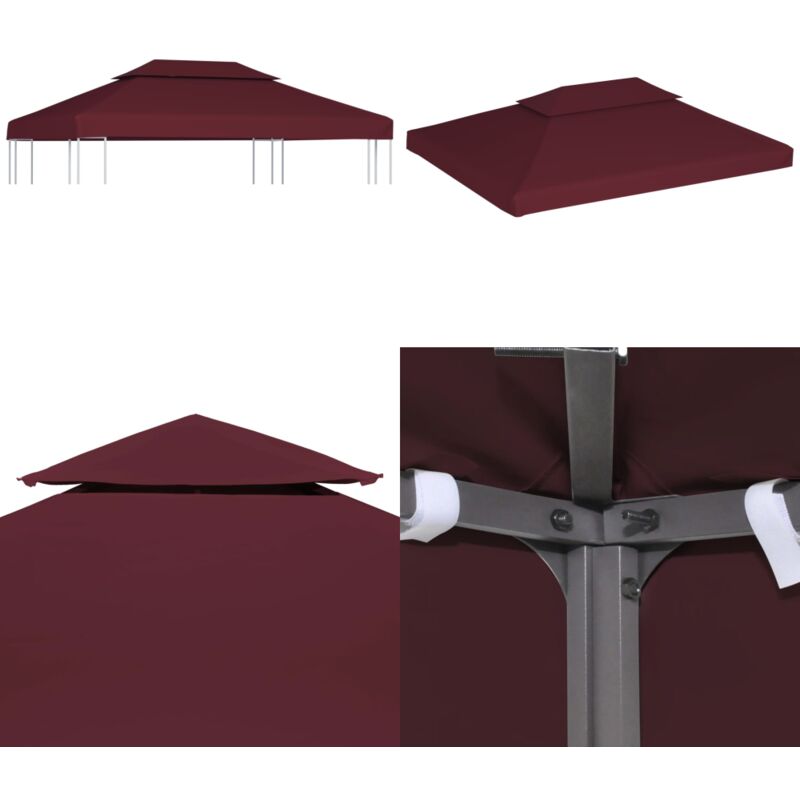 Toile supérieure double de belvédère 310 g/m² 4x3 m Bordeaux - toile de belvédère - toiles de belvédère - Home & Living - Rouge