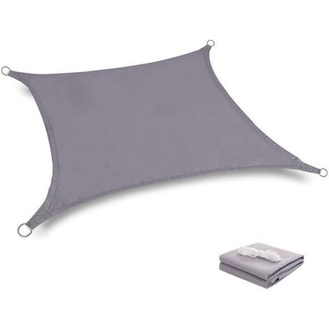Toile Tendue Terrasse 2x2M Voile d'ombrage anti-UV Protection des rayons UV Tissu imperméable Résidérant Aux Intempéries pour Terrasses Parcs Piscines, Gris