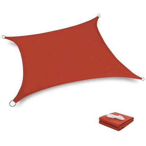 Toile Tendue Terrasse 2x2M Voile d'ombrage anti UV Protection des rayons UV Tissu imperméable Résidérant Aux Intempéries pour Terrasses Piscines, Crimson