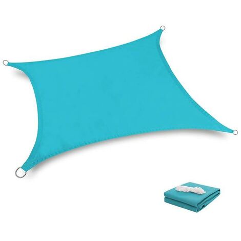 Toile Tendue Terrasse 2x2M Voile d'ombrage anti UV Protection des rayons UV Tissu imperméable Résidérant Aux Intempéries Pour Terrasses Piscines, Lac Bleu