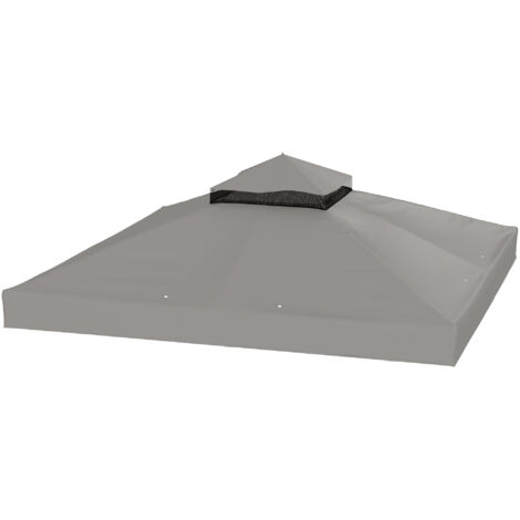 Toile tonnelle 3x3 m, rechange 2 niveaux UPF30+, gris avec trous drainage