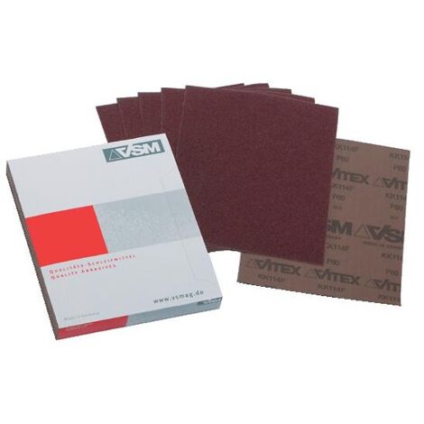 Toiles abrasives KK114F 230x280 mm grain 80 en boîte de 50 - VSM