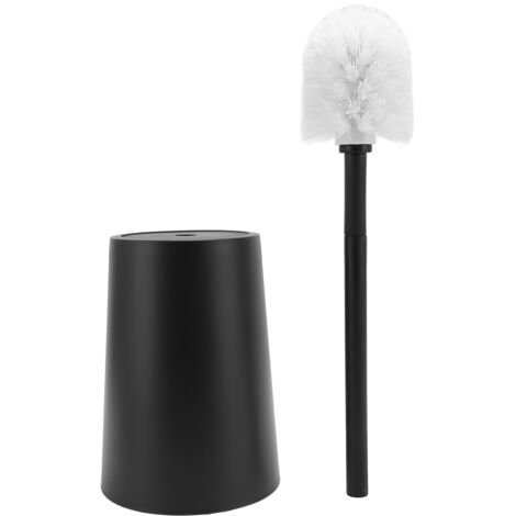 Toilet Bowl Brush Holder Set Long Handle Toilet Bowl Scrubber Space Saving Toilet Brush Set with Base for Bathroom Black