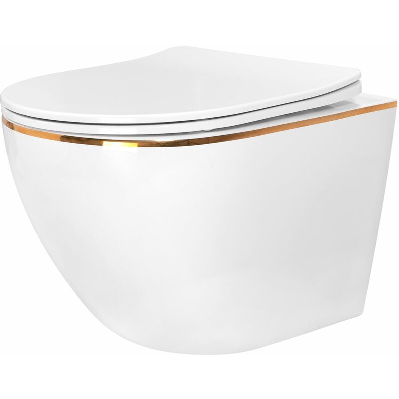 REA - Toilet Bowl Carlo White Mini Flat Gold Edge