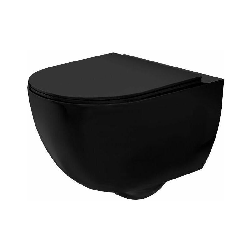 REA - Toilet bowl Carlo Mini Rimless Flat Black Mat