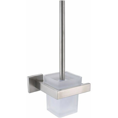 Toilet Brush Holder 304 Stainless Steel Tempered Glass Chrome Metal Polished Mirror- 14.813.534cm-Toilet Brush Toilet Brush (Brush Included)-Bathroom Accessories