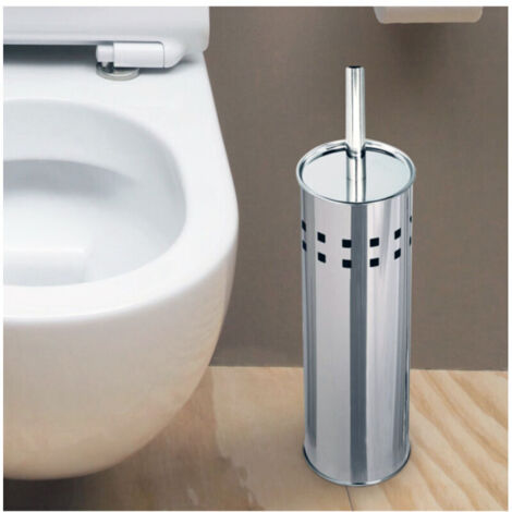 Toilet Brush Holder with Toilet Brush Cylinder, Stainless Steel, 26x10cm, Bathroom Accessories