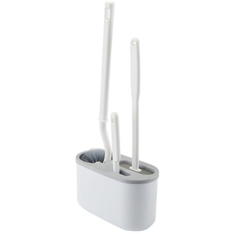 Toilet Brush Set Long Handle Soft Bristles Cleaning Brush Wall Hanging Toilet Brush Kit for Bathroom White