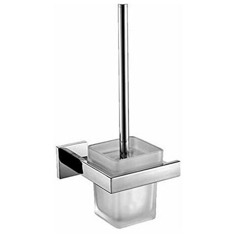 Toilet Brush Toilet Brush Holder 304 Stainless Steel Tempered Glass Chrome Metal Polished Mirror - 14,813,534cm - Toilet Brush Toilet Brush (Brush Included) - Bathroom Accessories